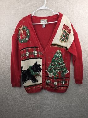 Vintage Heirloom Collectibles Christmas Cardigan Sweater Ugly Sweater Size Large